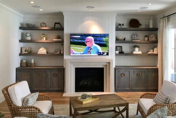 A family media room in a north Dallas Texas home, installation by 7pixl